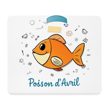 Poisson d'Avril - Orangefarbener Cartoon-Fisch - Mousepad (Querformat) - Weiß - Vorne