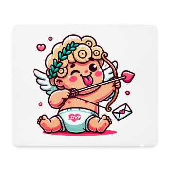 Funny Cartoon Cupid with Bow Arrow - Mouse Pad (horizontal) - white - Front
