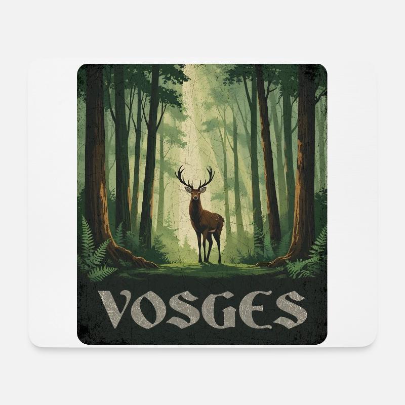 Vosges Hirsch Wald - Mousepad (Querformat) - Weiß