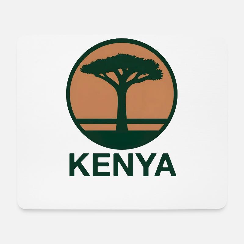 Kenya Baum rund - Mousepad (Querformat) - Weiß