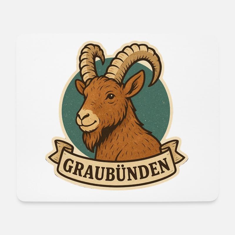 Bouquetin des Grisons - Tapis de souris (format paysage) - blanc