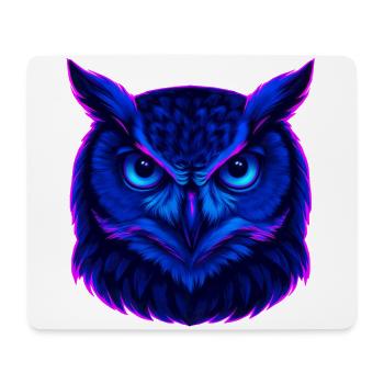 Neon blue owl with intense gaze - Mouse Pad (horizontal) - white - Front