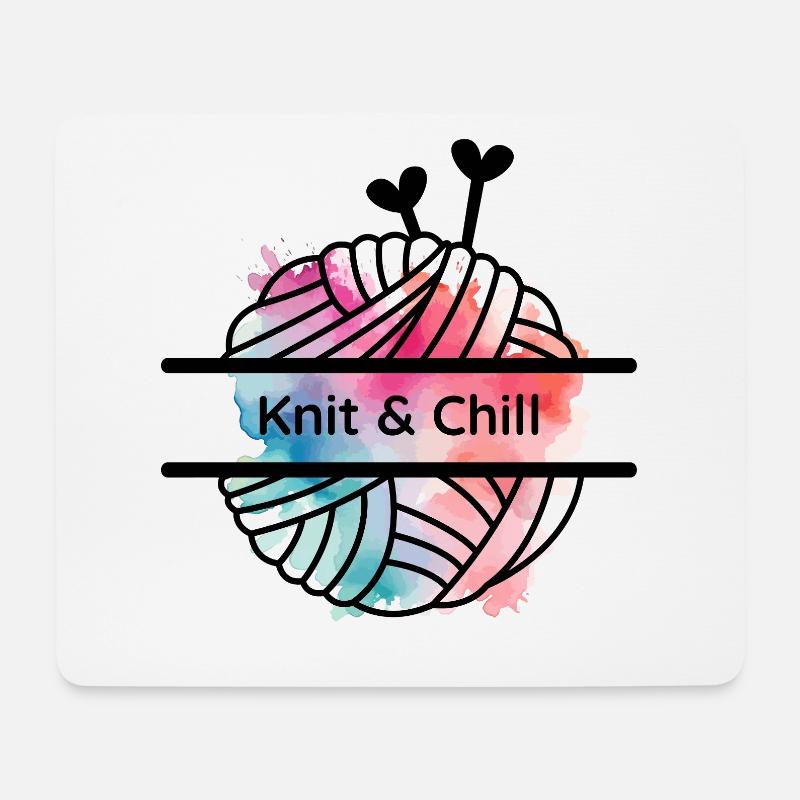 Knit and Chill - Mousepad (Querformat) - Weiß