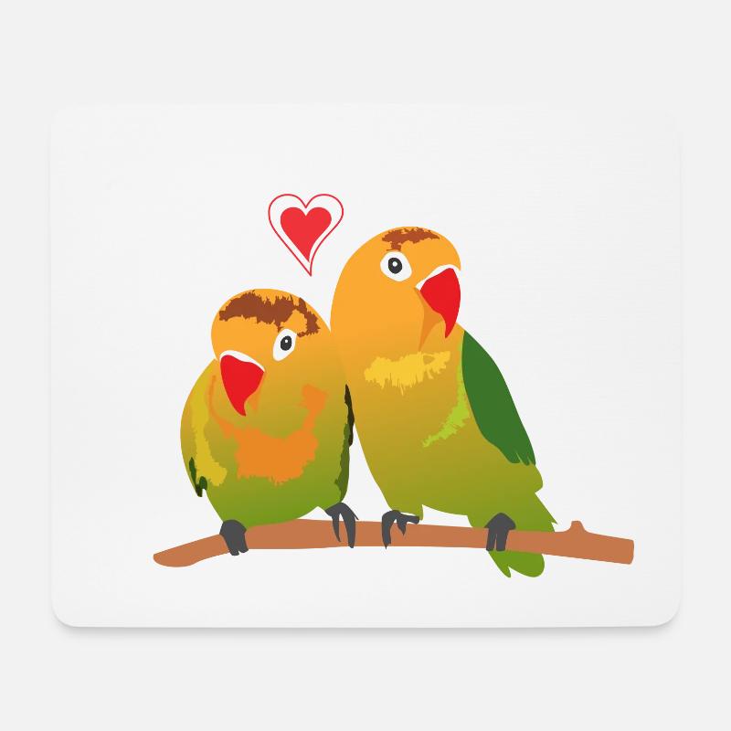 Lovebirds Unzertrennliche Vogelgattung Kuscheln - Mousepad (Querformat) - Weiß
