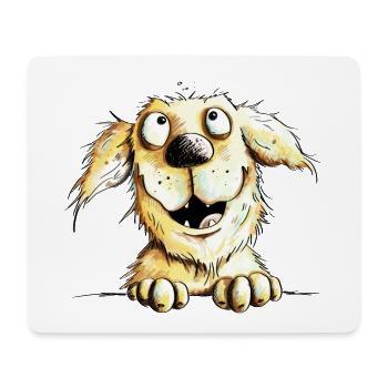 Heureux chien Golden Retriever - Tapis de souris (format paysage) - blanc - Devant