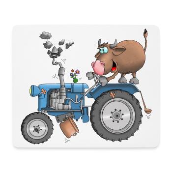 Ulkiger Stier auf Traktor - Mousepad (Querformat) - Weiß - Vorne
