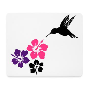Kolibri mit Hibiskusblüten, hummingbird - Mousepad (Querformat) - Weiß - Vorne