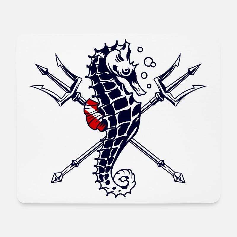 Taucher Trident Seepferdchen - Mousepad (Querformat) - Weiß