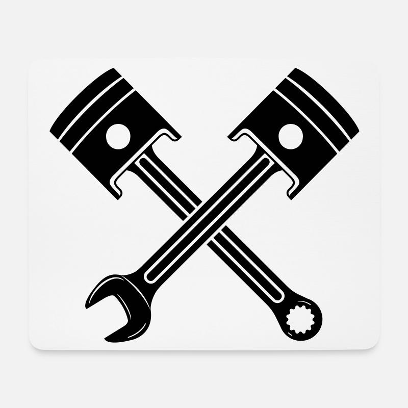 Engine piston key crossed - Mouse Pad (horizontal) - white