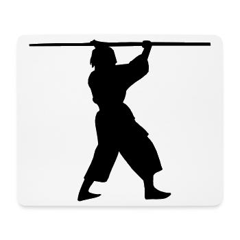 Kobudo mit langem Bo über dem Kopf Schattenfigur - Mousepad (Querformat) - Weiß - Vorne