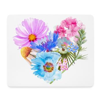 Herz aus Blumen | Geschenk Valentinstag - Mousepad (Querformat) - Weiß - Vorne