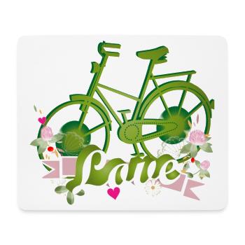 grünes Fahrrad mit ganz viel Liebe gestaltet - Mousepad (Querformat) - Weiß - Vorne