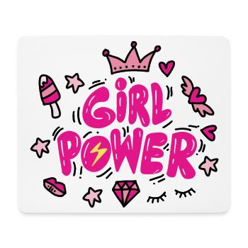 Girl Power Pink Neon Typography - Mouse Pad (horizontal) - white - Front