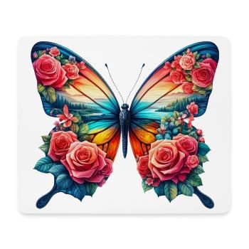 Butterfly Pink Flowers Roses Thorns Rose Garden - Mouse Pad (horizontal) - white - Front