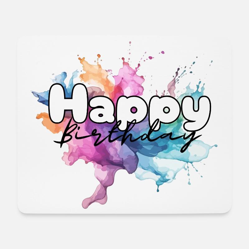 Happy birthday , Herzlichen Glückwunsch Geburtstag - Mousepad (Querformat) - Weiß