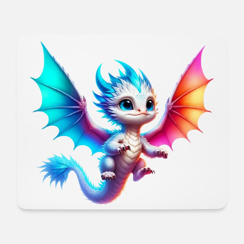 Drache - Mousepad (Querformat) - Weiß