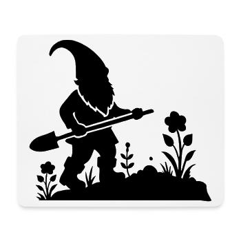 charmantes Silhouetten-Motiv eines Gartenzwergs - Mousepad (Querformat) - Weiß - Vorne