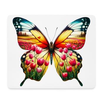 Tulipe papillon tulipe Hollande - Tapis de souris (format paysage) - blanc - Devant