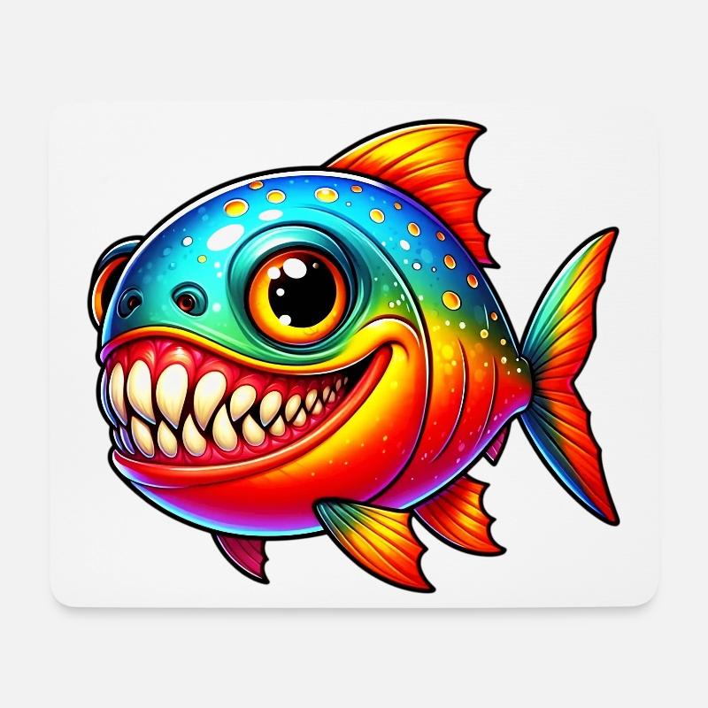 Piranha - Tapis de souris (format paysage) - blanc