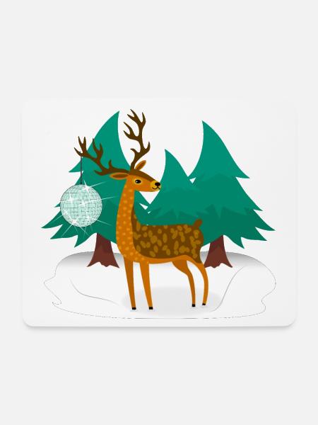 Disco Hirsch - Mousepad (Querformat) - Weiß