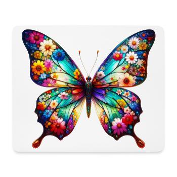 Butterfly decorated with flowers - Mouse Pad (horizontal) - white - Front