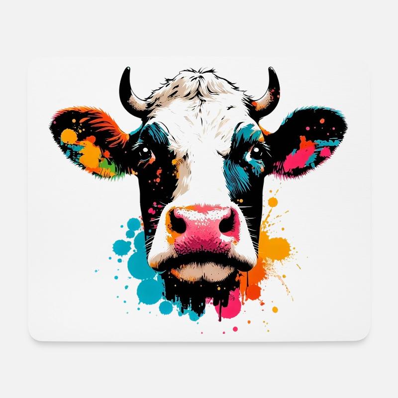 Kuh - Mousepad (Querformat) - Weiß