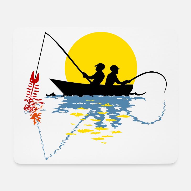 Angler in einem Boot - Mousepad (Querformat) - Weiß