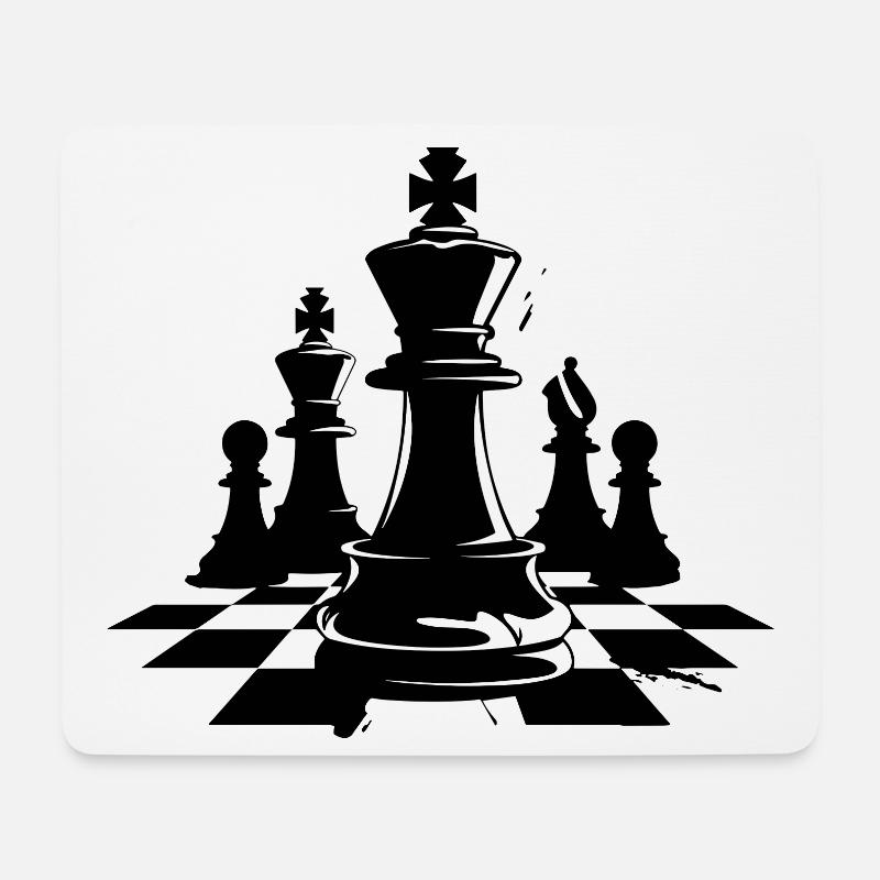 Schachfiguren Grafik - Mousepad (Querformat) - Weiß