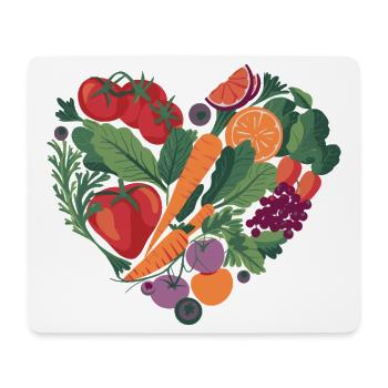 Gesunder Lebensstil Herz Gemüse - Mousepad (Querformat) - Weiß - Vorne