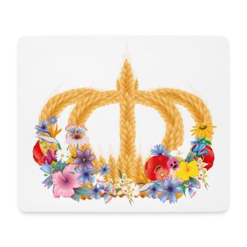 Couronne de blé avec des fleurs – symbole de la nature et de la récolte - Tapis de souris (format paysage) - blanc - Devant