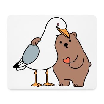 North Sea Seagull Brown Bear Friendship Love Lean - Mouse Pad (horizontal) - white - Front