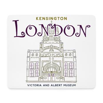 Londres, Kensington, Musée d’art, Dessin à la main - Tapis de souris (format paysage) - blanc - Devant