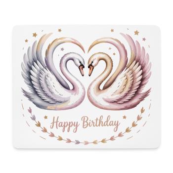 Romantisches Happy Birthday Schwan T-Shirt - Mousepad (Querformat) - Weiß - Vorne