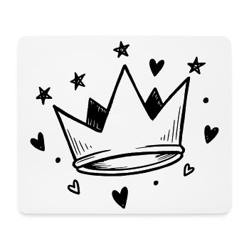 Süße Krone mit Herzen & Sternen | Doodle Look - Mousepad (Querformat) - Weiß - Vorne
