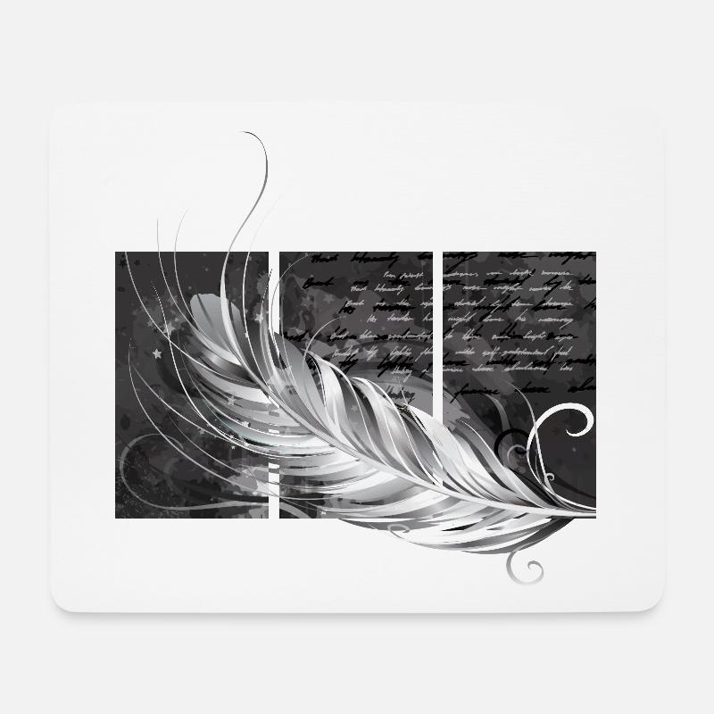 Feder-Triptychon - Mousepad (Querformat) - Weiß