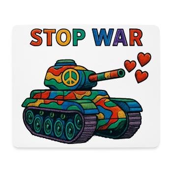Regenbogen Panzer mit Peace-Zeichen – STOP WAR - Mousepad (Querformat) - Weiß - Vorne