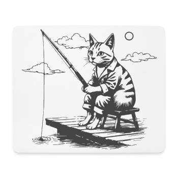 Chat pêcheur nocturne - Tapis de souris (format paysage) - blanc - Devant
