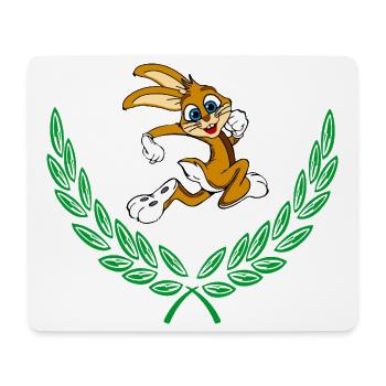 Cute rabbit in green laurel wreath - Mouse Pad (horizontal) - white - Front