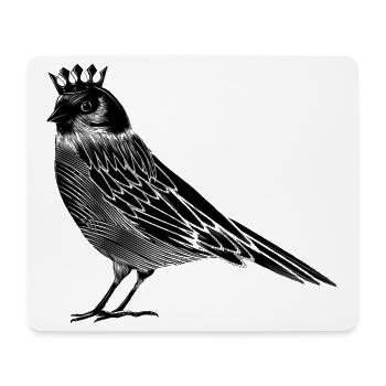Bird with crown – elegant line art motif - Mouse Pad (horizontal) - white - Front