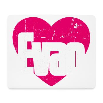 I Love Evan Pinkes Herz Ich liebe Evan - Mousepad (Querformat) - Weiß - Vorne