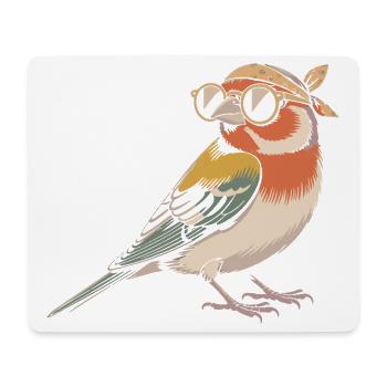 Oiseau rétro avec bandana - Tapis de souris (format paysage) - blanc - Devant