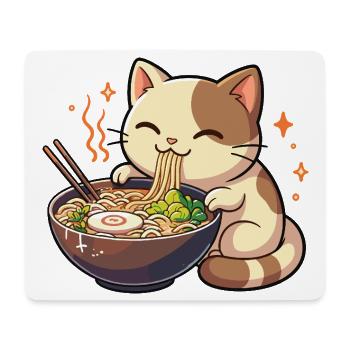 Cat with noodles ramen kawaii cat - Mouse Pad (horizontal) - white - Front