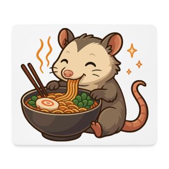 Opossum with noodles ramen kawaii opossum - Mouse Pad (horizontal) - white - Front