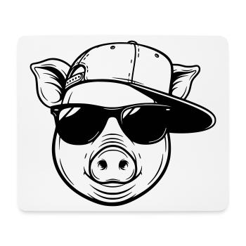 Cool pig with cap and sunglasses - Mouse Pad (horizontal) - white - Front