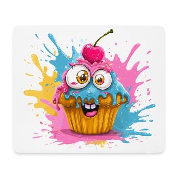 Cupcake coloré aux yeux globuleux - Tapis de souris (format paysage) - blanc - Devant