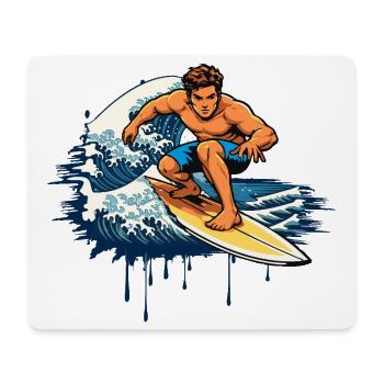 Dynamic graffiti illustration of a surfer - Mouse Pad (horizontal) - white - Front