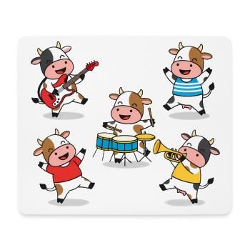 Comique de fête musicale du groupe de vaches mignonnes - Tapis de souris (format paysage) - blanc - Devant