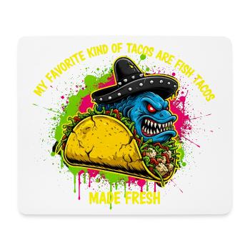 Angry Monster Fish Taco Sombrero Splatter-Kunst - Mousepad (Querformat) - Weiß - Vorne