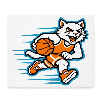 Schnelles Basketball-Katzen-Dribbel-Maskottchen - Mousepad (Querformat) - Weiß - Vorne