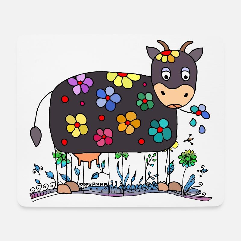 Kuh - Mousepad (Querformat) - Weiß